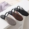 Closed Toe Mesh Hollow Out Flat Gladiator Sandals Women Weaving Design Lazy Mules Summer Outwear Vacation Sandy Beach Shoes
