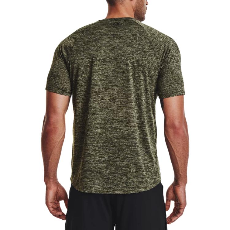 Under Armour Solid Color Crew Neck Sports Short Sleeve T-Shirt Men Tops Navy-Green 1326413-390