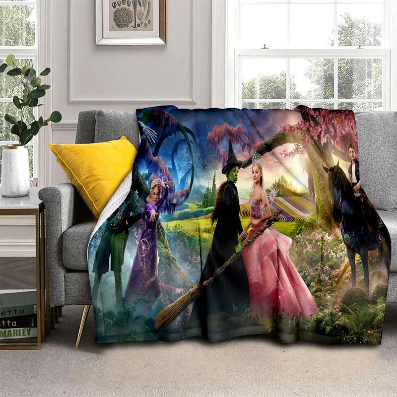 3D Glinda Musical Movie Wicked Cartoon Soft Plush Blanket,Flannel Blanket Throw Blanket for Living Room Bedroom Bed Sofa Cover