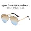 Fall European Fashion Double Bridge Metal Rimless Tortoise Sunglasses For Travel And Outdoor