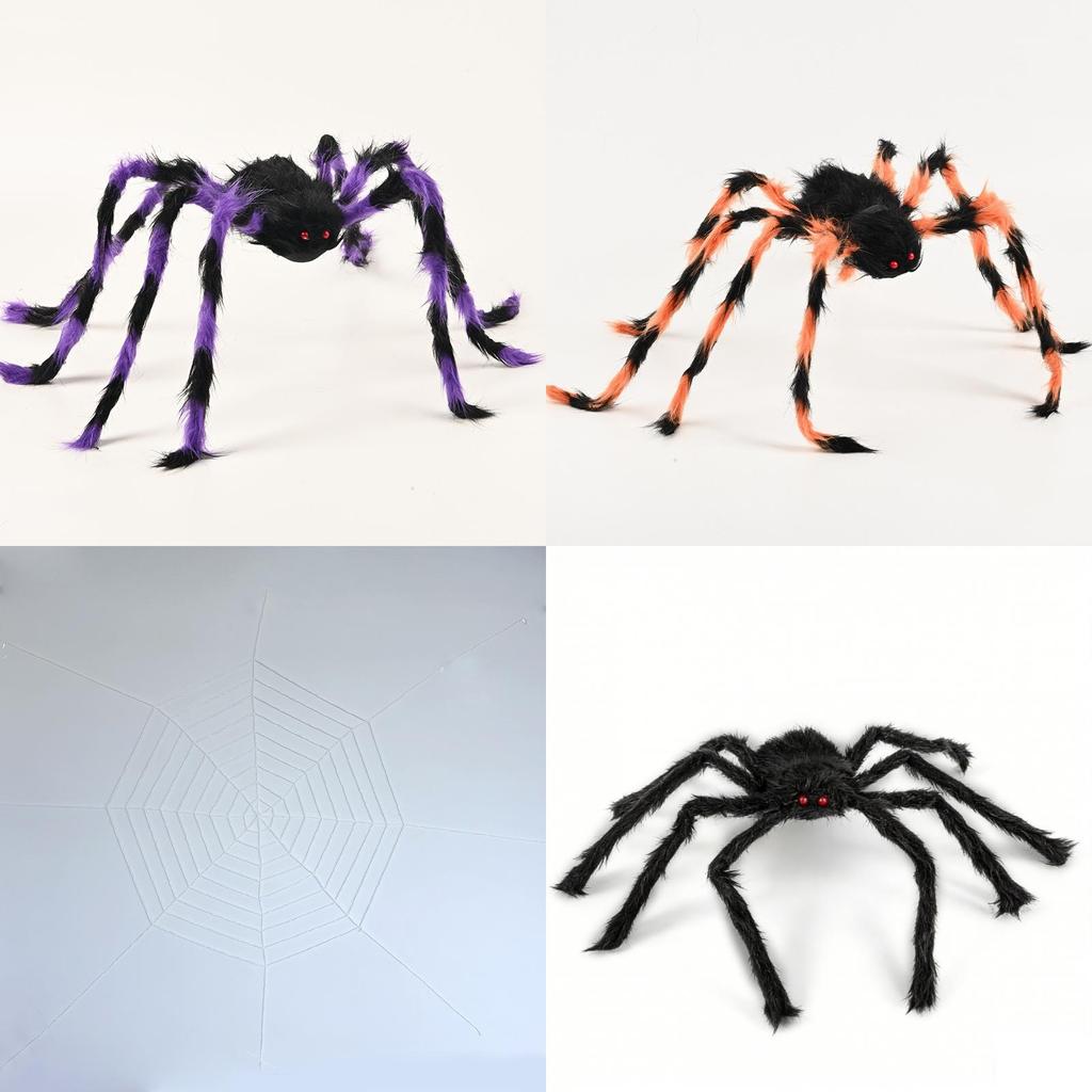 Halloween Spinnen Decoratieset Met Kleurrijk Pluche Materiaal Voor Feestsfeer