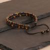 Retro Tiger Eye Stone Bracelet Adjustable Double Row Woven Bracelet  Jewelry