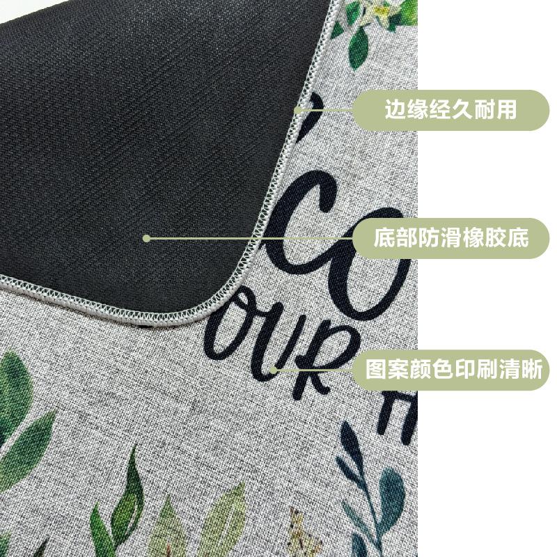 Floral Linen Floor Mat Printed Courtyard Entrance Door Mat Anti Slip Bathroom Floor Mat Carpet