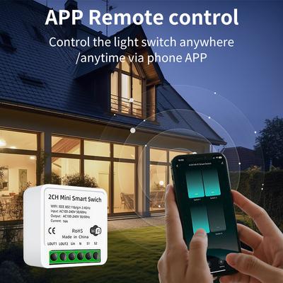 100-240V Tuya WiFi Intelligenter Schalter Smart Life App Fernbedienung Automatisches Modul 1/2-Kanal Relais Schalter Funktioniert mit Alexa Google Home