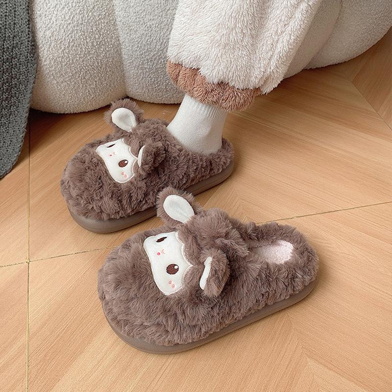 Winter Cotton Slippers Women's Indoor Home Warm Fluffy Shoes Comfortable Slippers Thick-soled Non-slip Shoes