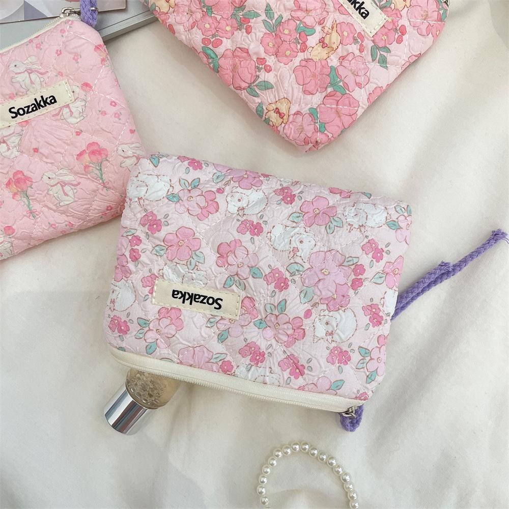 Canvas Printed Makeup Bag for Women Cute Portable Small Cosmetic Bags Case Travel Storage Toiletries Bag