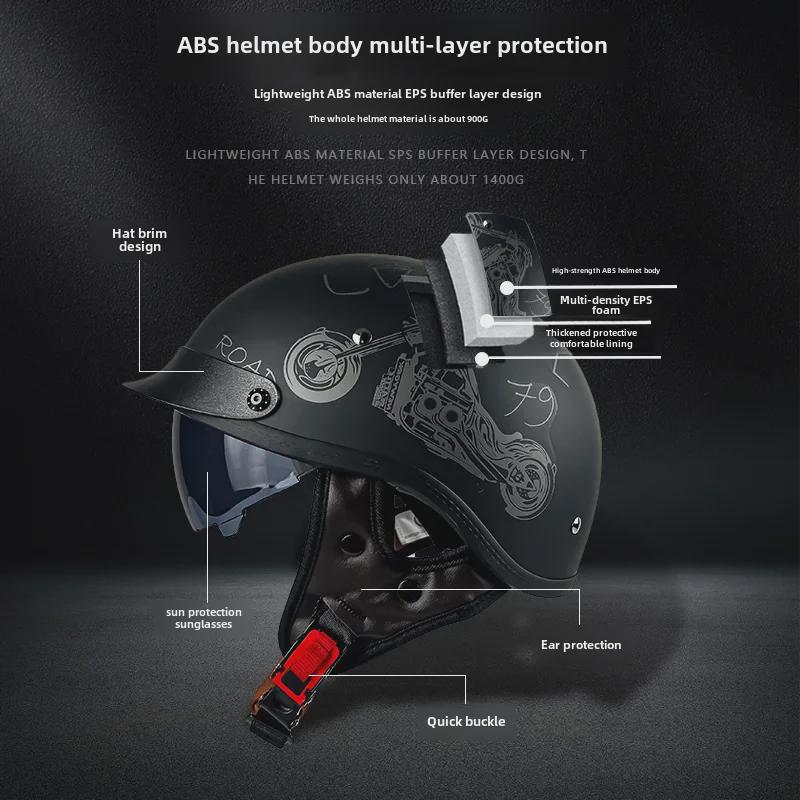 DOT-Certified Retro 3C Motorcycle Half Helmet for Summer