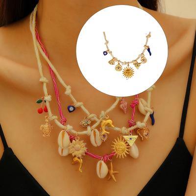 Handmade Bohemian Necklace Featuring Shell Starfish Charm Stackable Design Lightweight Jewelry For Summer Style
