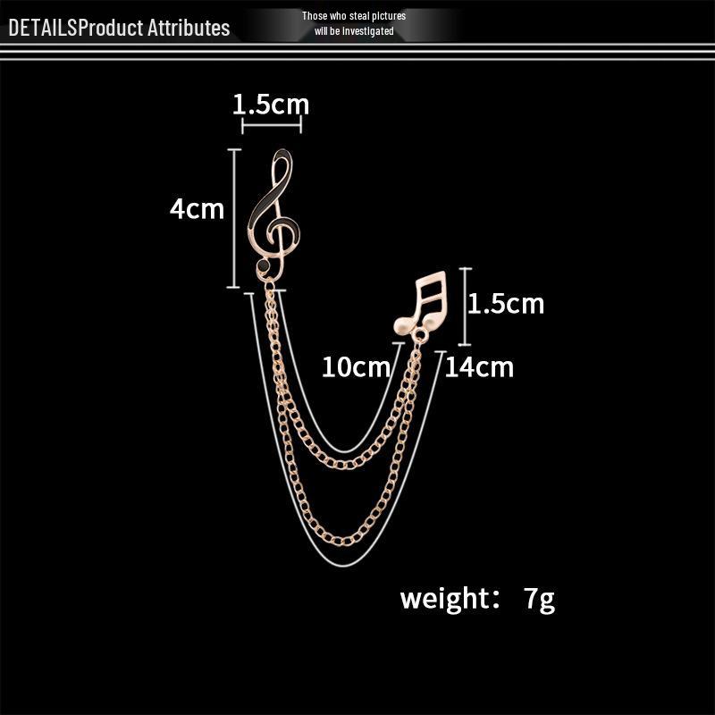 Music Note Tassel Brooch: Versatile Lapel Pin for Men’s Suits & Women’s Shirt Collars
