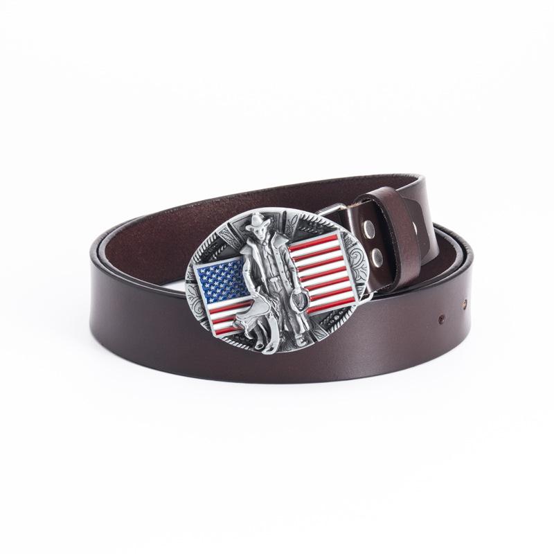 Sozialer Jugendlicher Typ Mode Rindsleder Gürtel Ganze Zweischichtige Leder Persönlichkeit Beliebt Mode Flagge Gürtel Accessoires Gürtel