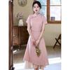Pink new Chinese Aodai improved cheongsam 1011 spring young girl national style retro thin dress