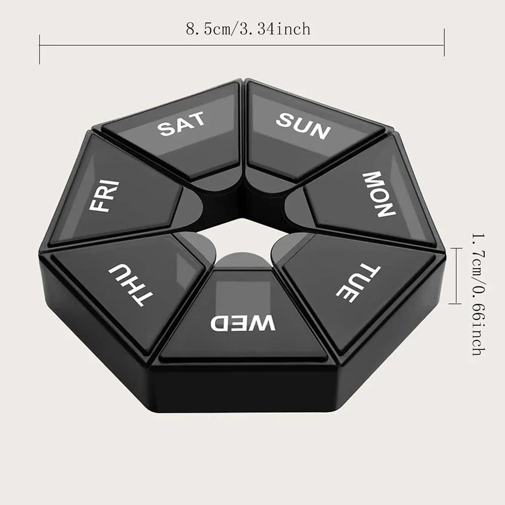 

1pc-Mini Small Portable Travel Vitamin Pill Box Pills Cases Container Organizer Storage Tablets 7 Days Grids Medicine Fish Oils чёрный