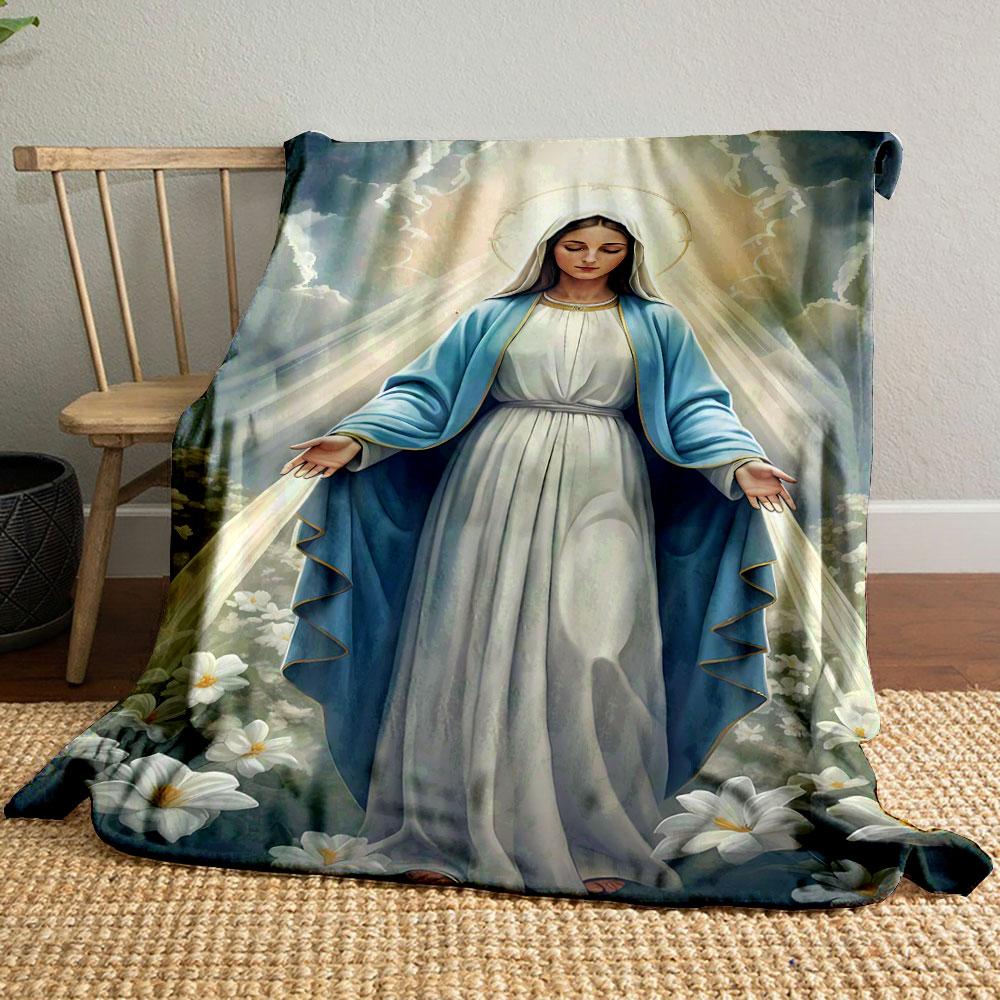 

Sacred Religious Floral Throw Blanket Printed Blanket for Living Room Bed Couch lunch break Soft Cozy Blanket for Friend s festival Gift 80cm x 120cm