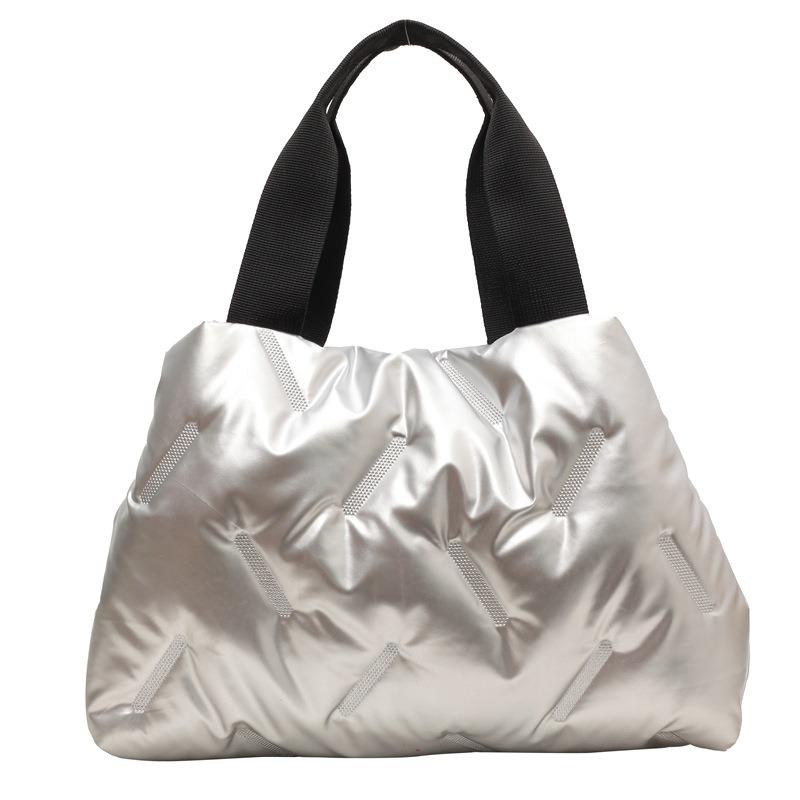 New Women Handheld Underarm Bag Minimalist Glossy Down-Filled Tote Bag Large Capacity Oxford Shoulder Bag