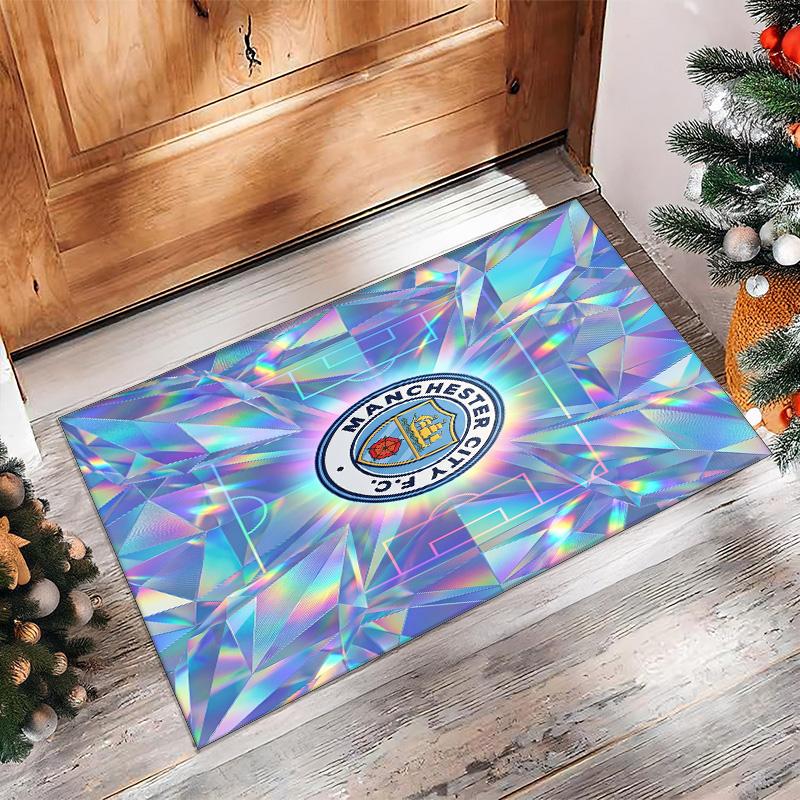 Manchester City Geprint Flanellen Vloerkleed Niet-Glijdend Zacht Polyester Vloerkleed Binnen Decoratie Mat voor Slaapkamer Woonkamer Bank