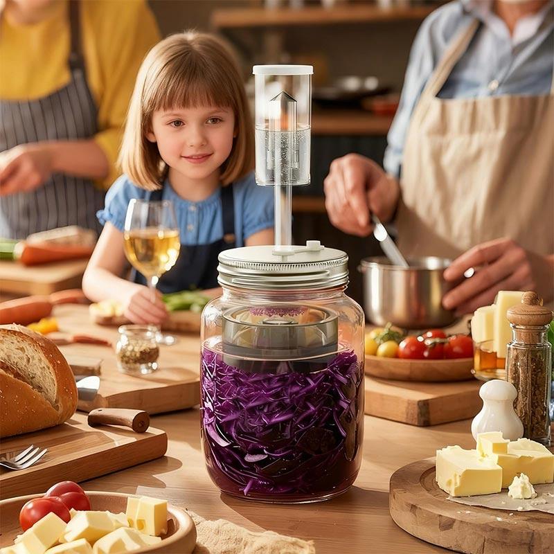Fermentation Kit For Wide Mouth Mason Jars 4- Complete Pickling & Sauerkraut Setss With Stainless Steel Lid And Air Lock Valve
