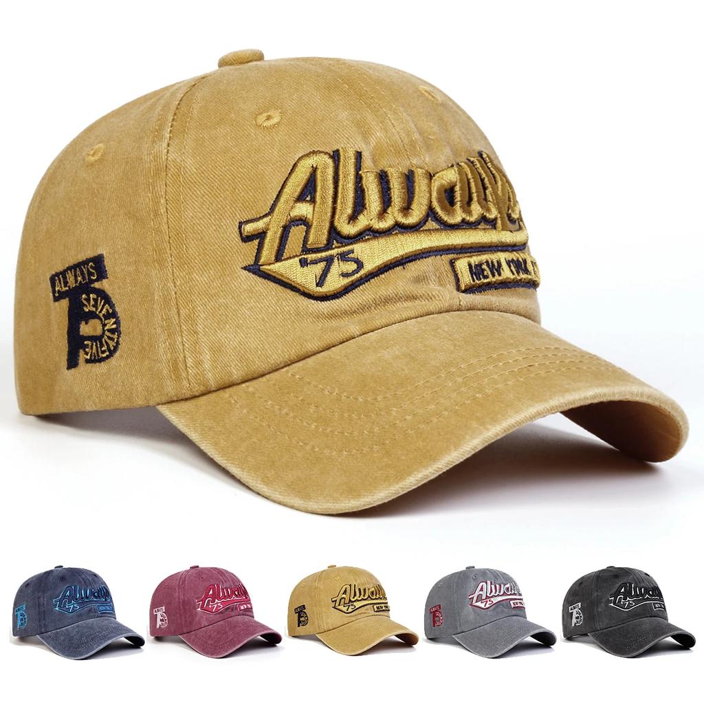 Baseball Wash Stitching Stitched Embroidered Alphabet Always75 Neutral Gender Women Men For Caps Spring Autumn Outdoor Adjustable Casual Hats Dad