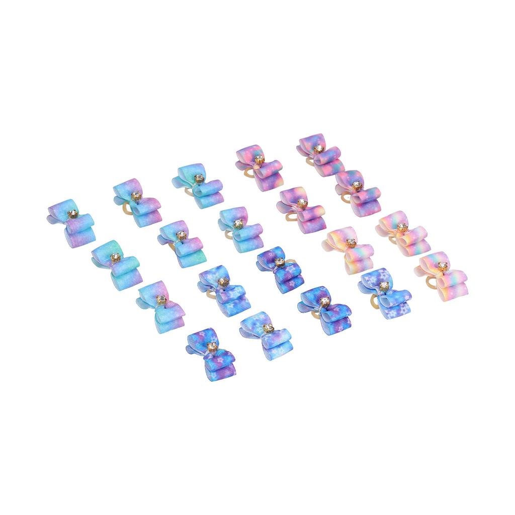 Pet Bowknot Hair Rope Starry Sky Bow Rubber Bands Pet Grooming Headwear for Little Pet Rabbit