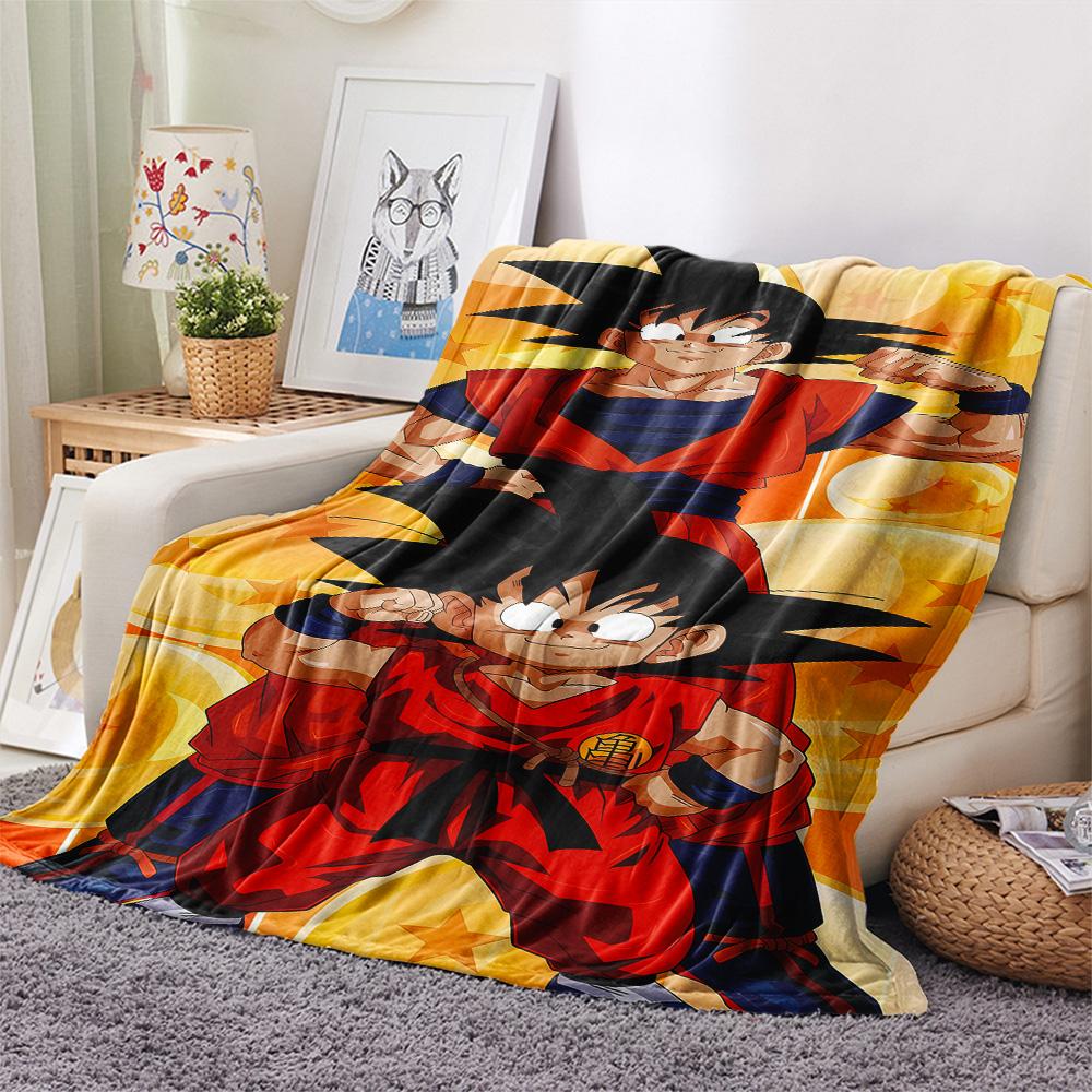 1PC Son Goku Patterned Flannel Blanket Suitable For All Seasons For Home Decor Warmth And Comfort Gifts Holiday Present