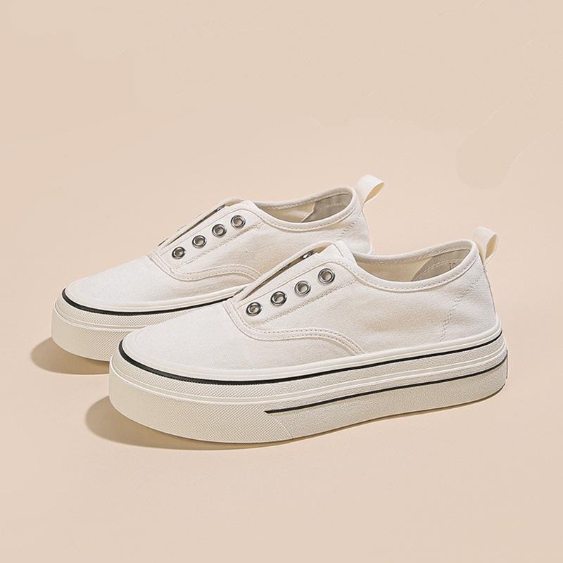 

Кеды на толстой подошве, повседневный стиль с одной педалью, лето 2025, новые холщовые туфли, женские кеды на шнуровке, маленькие белые кеды, кеды для скейтбординга, спортивная и повседневная обувь 35