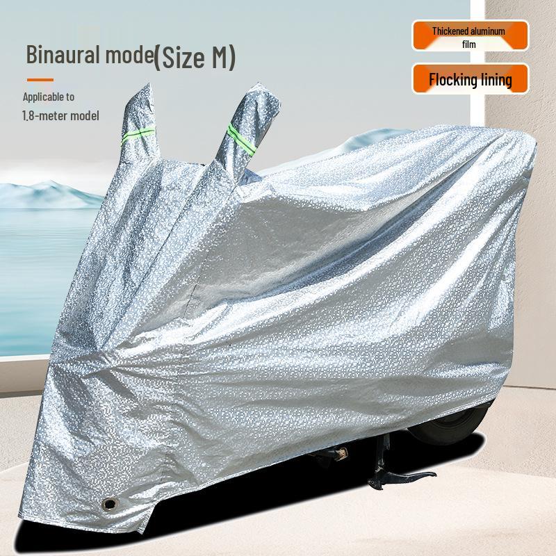 

Водонепроницаемый чехол от солнца и дождя для электрических велосипедов, мотоциклов и педальных автомобилей - Полный защитный комплект M 1.8m with Ears серебряный