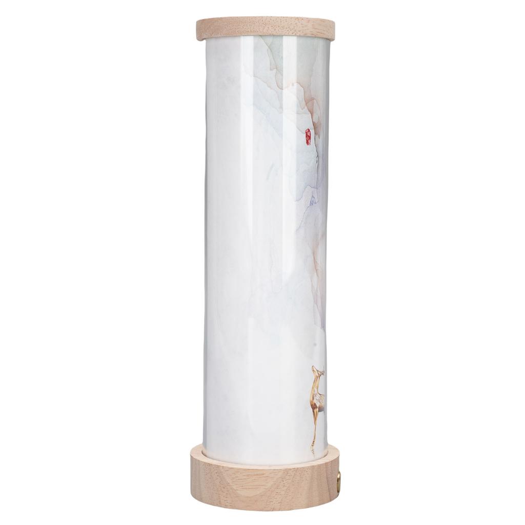 Corner Night Light Wooden Base Rechargeable Painting Table Lamp for Bedside Baby Room Living Room Ca