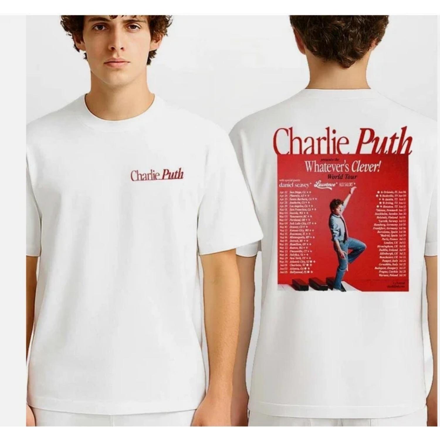 

Charlie Puth _Whatever s Clever_ World Tour 2026 Retro Concert Double-T-Shirt As A Fan Gift - Comfortable T-Shirt S чёрный