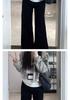 Plus Size Black Micro-Flare Jeans with Velvet Lining for Women - Elastic Wide-Leg Slimming Pants for Autumn/Winter