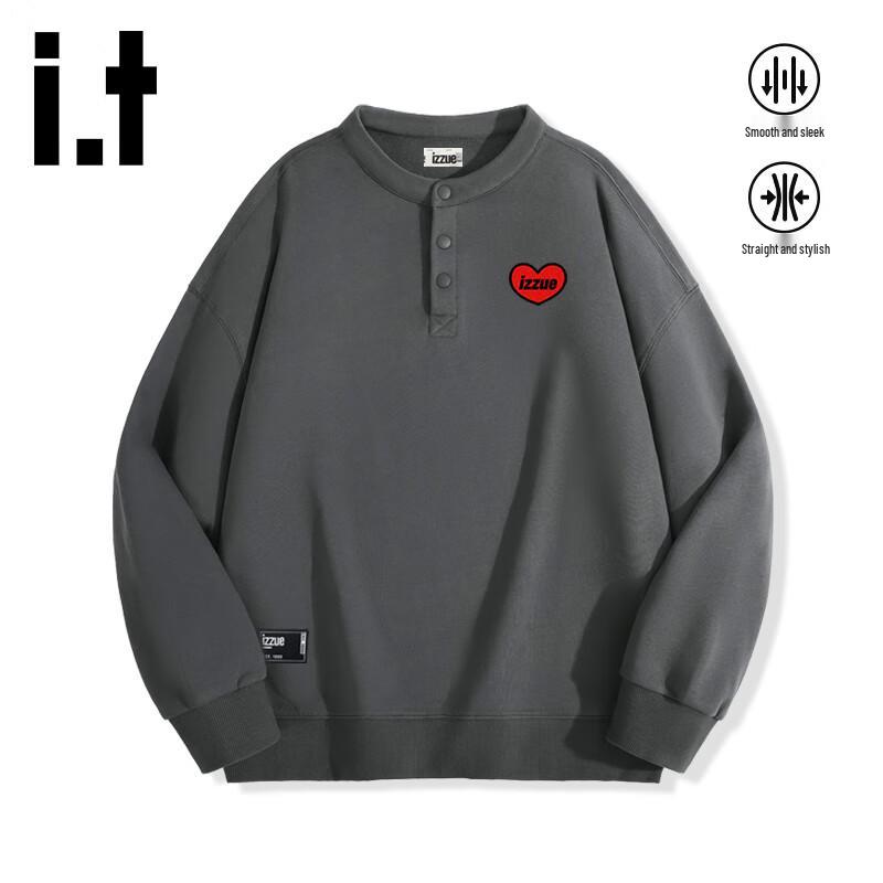Izzue Men's Heavyweight Henley Sweatshirt with ZI Letter Print