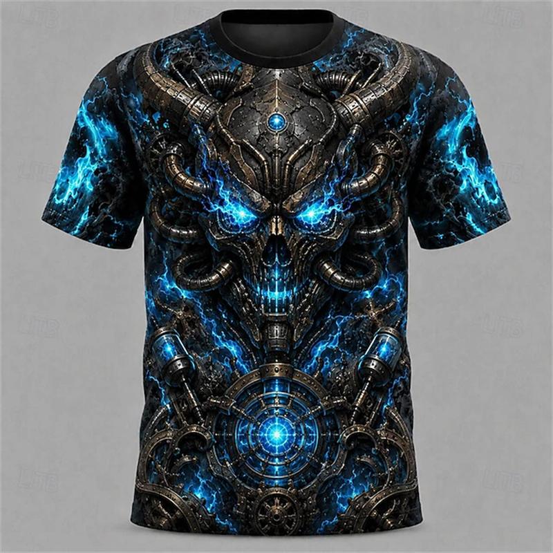 Men's Halloween Horror-Themed 3D-Printed T-Shirt Summer Round-Neck Breathable Trendy Cool Street-Style Halloween Party T-shirts
