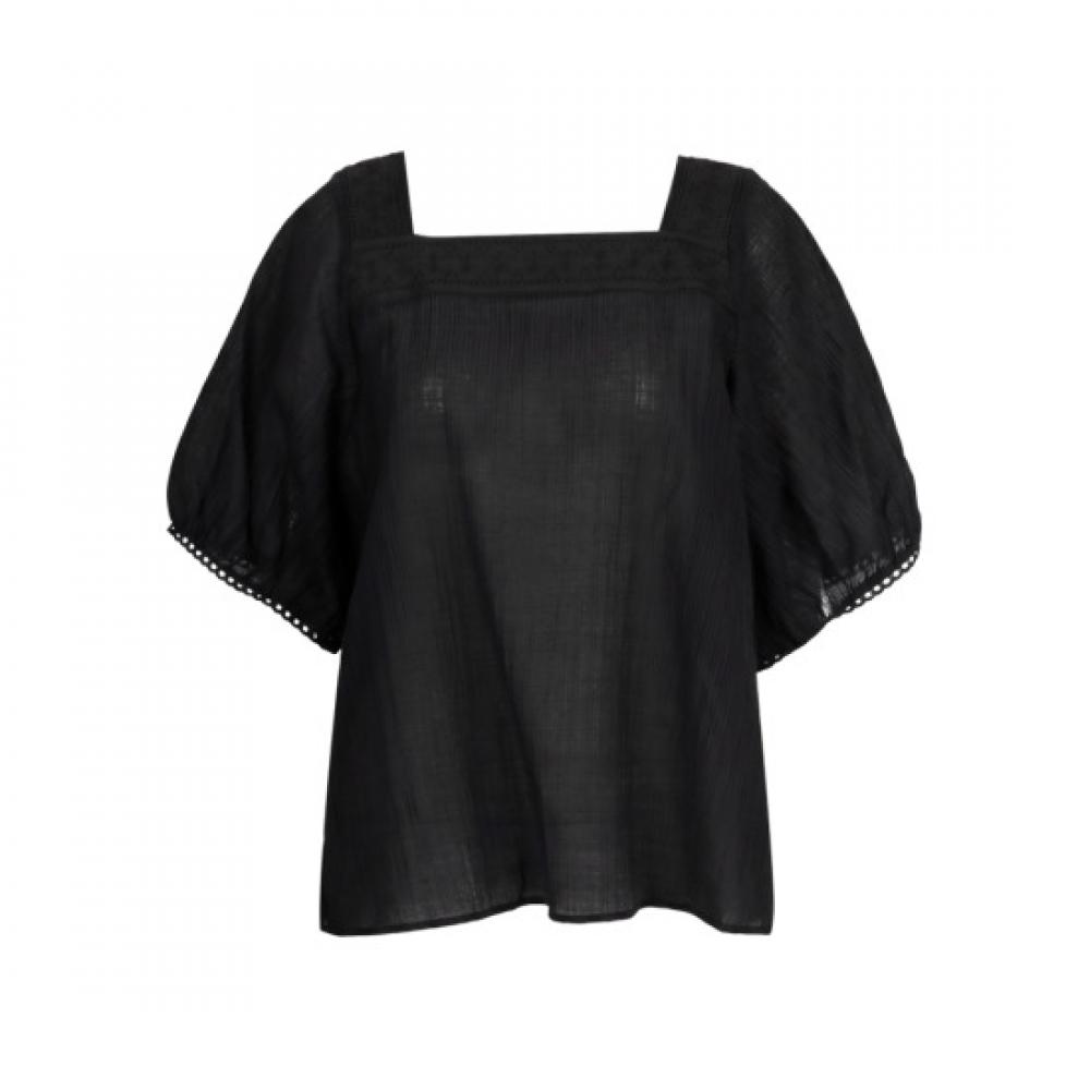 Shop Women Embroidered Square Neck Lightweight Loose Fit Short Sleeve Blouse