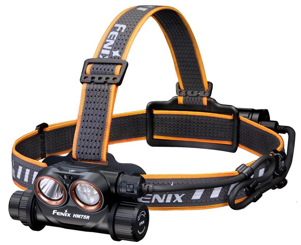 Fenix HM75R Headlamp with Extender Max 1600 IP68 Dustproof and White Red Light for Field Search and Hiking Pack, Lumens, USB-C Rechargeable,