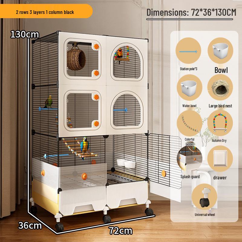 Hao Lei De Zhu Large Anti-Splash Parrot Cage for Cockatiel, Budgie, Lovebird, Sun Conure