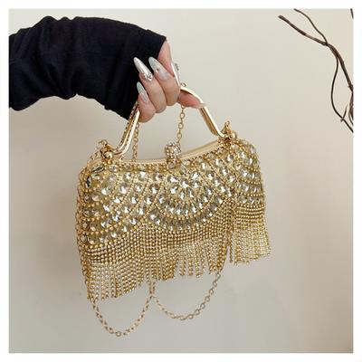 Bolsas de Ombro com Franjas e Diamantes de Alta Qualidade Correntes Sólidas Senso de Luxo Bolsas de Mão Exclusivas para Festa Moda Versátil Mais Vendidas