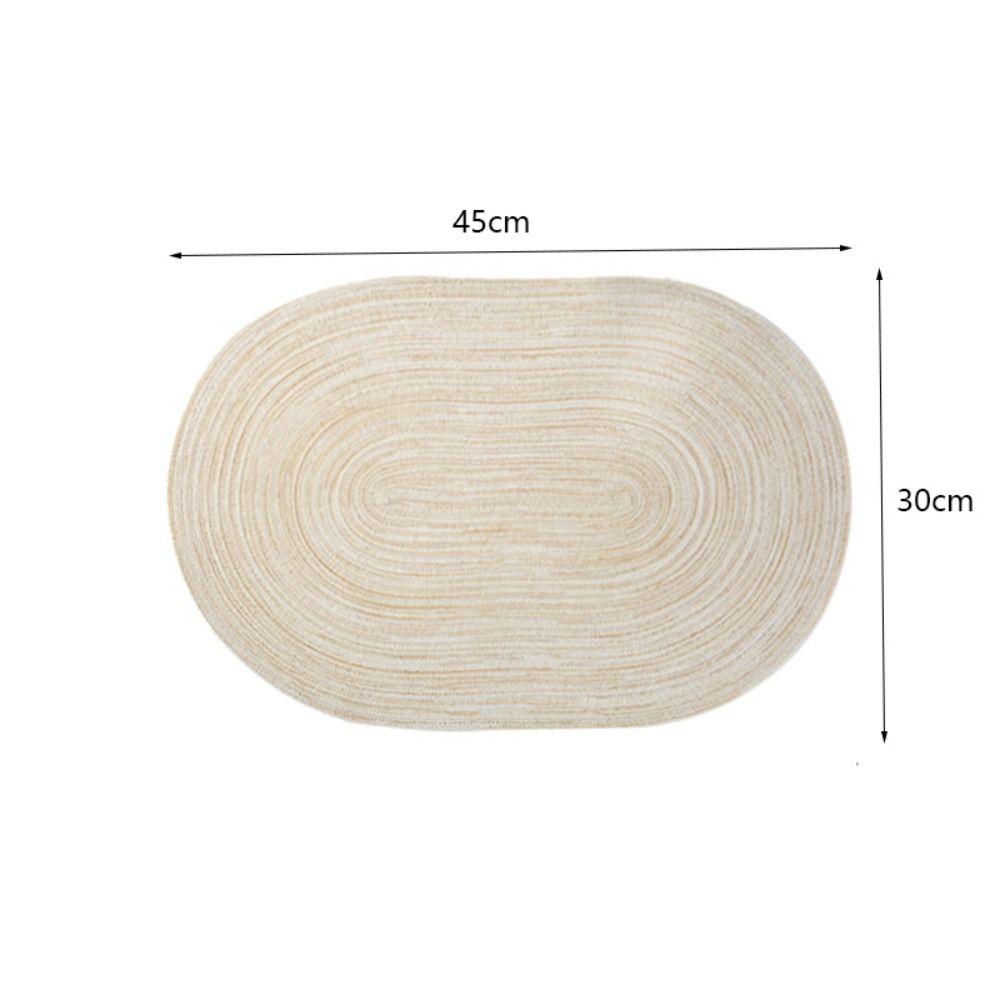 2pcs Washable Boho Oval Braided Placemat Hand-woven Heat Insulation Pad  Dining Table