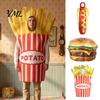 Party Cosplay Costume Adults Fast Food Costume, Unisex Hot Dog Hamburger French Fries Men Dress Up Outfit for Halloween Holiday Theme Clothing