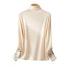 Autumn and Winter Women's Half-high Neck Knitted Bottoming Shirt Long-sleeved Country Style Embroidery Soft Sticky Tops