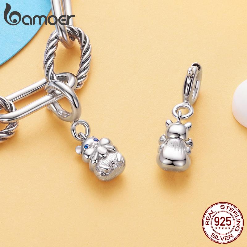 BAMOER 925 Sterling Silver Animal Locket Pendants Oxidized Openable Beads Clip Fit Original Bracelet DIY Retro Jewelry Accessory