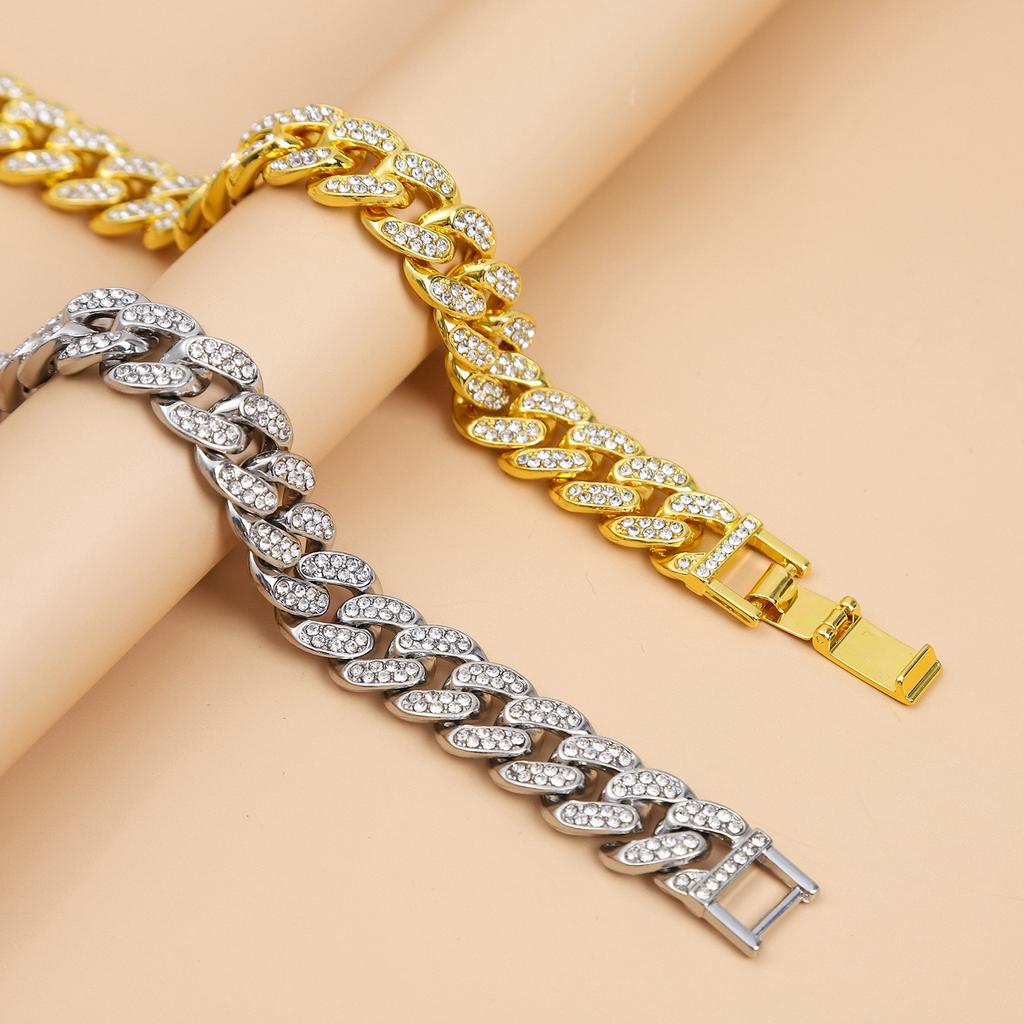 Hip-Hop Men'S Full Diamond Bracelet, Environmentally Friendly Electroplated Hiphop Domineering Bracelet Bracelet Jewelry, Source