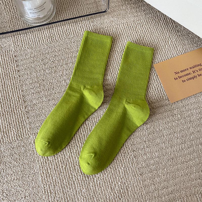 Women's Trendy Candy Color Thin Mid-Calf Socks - Colorful Japanese Style Summer Pile Socks