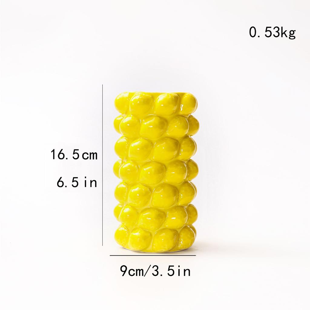 Ceramic Vase Creative Cartoon Fruit Lemon Strawberry Relief Vase Lovely Ceramic Ornament Floral Arrangement Accessories