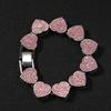 Fashion Versatile Pink Diamond Alloy Bracelet Simple Geometric Love Bracelet Women's New Hipster Hip-hop Jewelry
