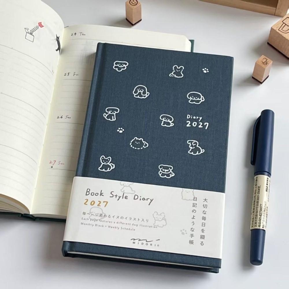 Hardcover 2027 Schedule Book Kitten/Puppy Illustration 2027 Agenda Book Daily Planning