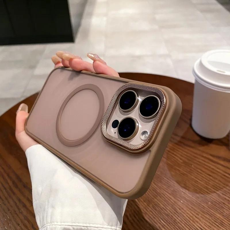 Luxury Matte Magsafe Wireless Charge Phone Case For iPhone 14 13 12 11 15 16 Pro Max Plus Soft Magnetic Bumper Protection Cover