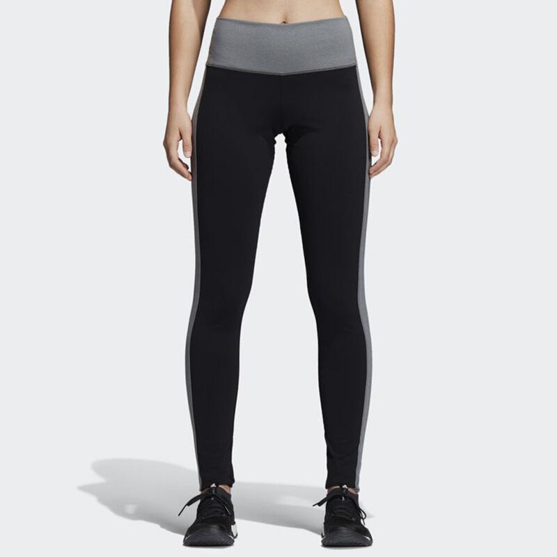 Adidas Color Block Breathable Tight Sports Long Pants Women Bottoms Black CV8426