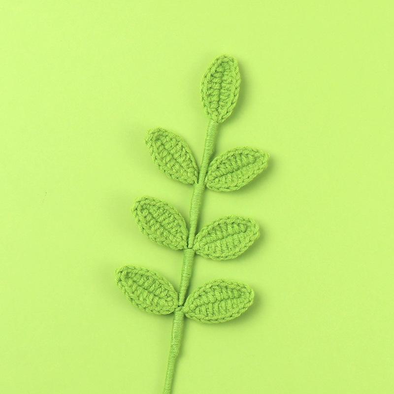 1pc Crochet Leaves Knitted Eucalyptus Leaves Handmade Knitting Plant Artificial Plant for Flower Vase Home Decor