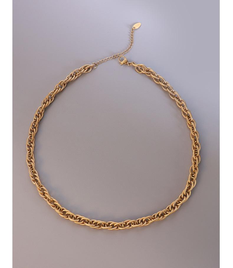 Italian Woven Chain Hip-Hop Style Necklace & Bracelet Set - Women's Handmade Titanium Steel Jewelry