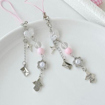Cute Angel Envelope Mobile Phone Chain Lanyard Keychain Pendants Sweet Charm Girly Bag Hanging Ornaments Couple Decoration Gifts