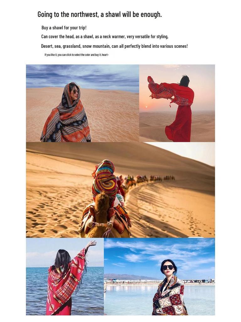 Women's Ethnic Cotton Linen Summer Shawl and Tibet Silk Scarf