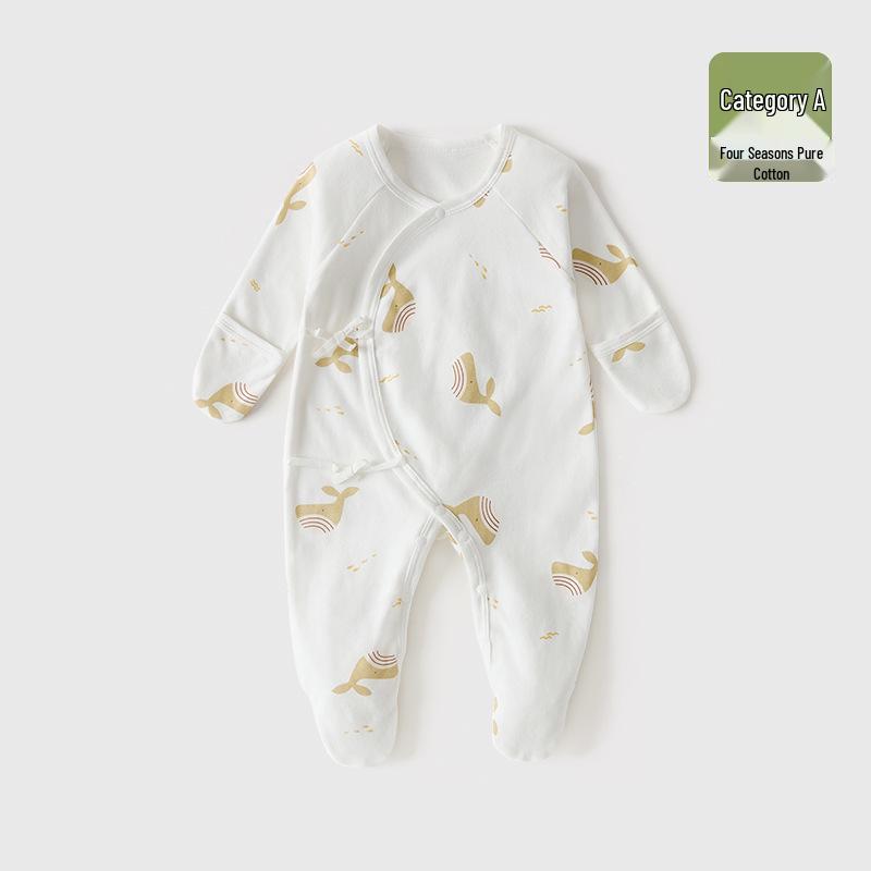 Baby Romper Pure Cotton A-Grade Crawling Suit with Hand & Foot Covers - Anti-Scratch Pajamas for Boys & Girls